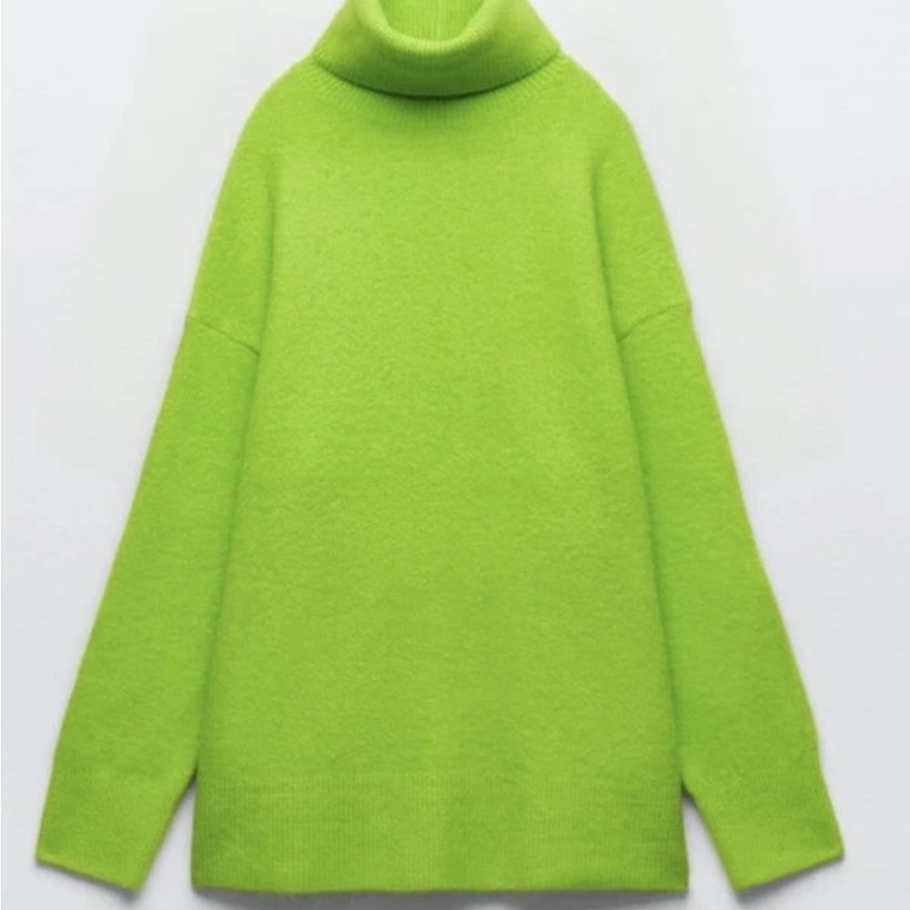 Zara Neon Green Turtleneck Sweater